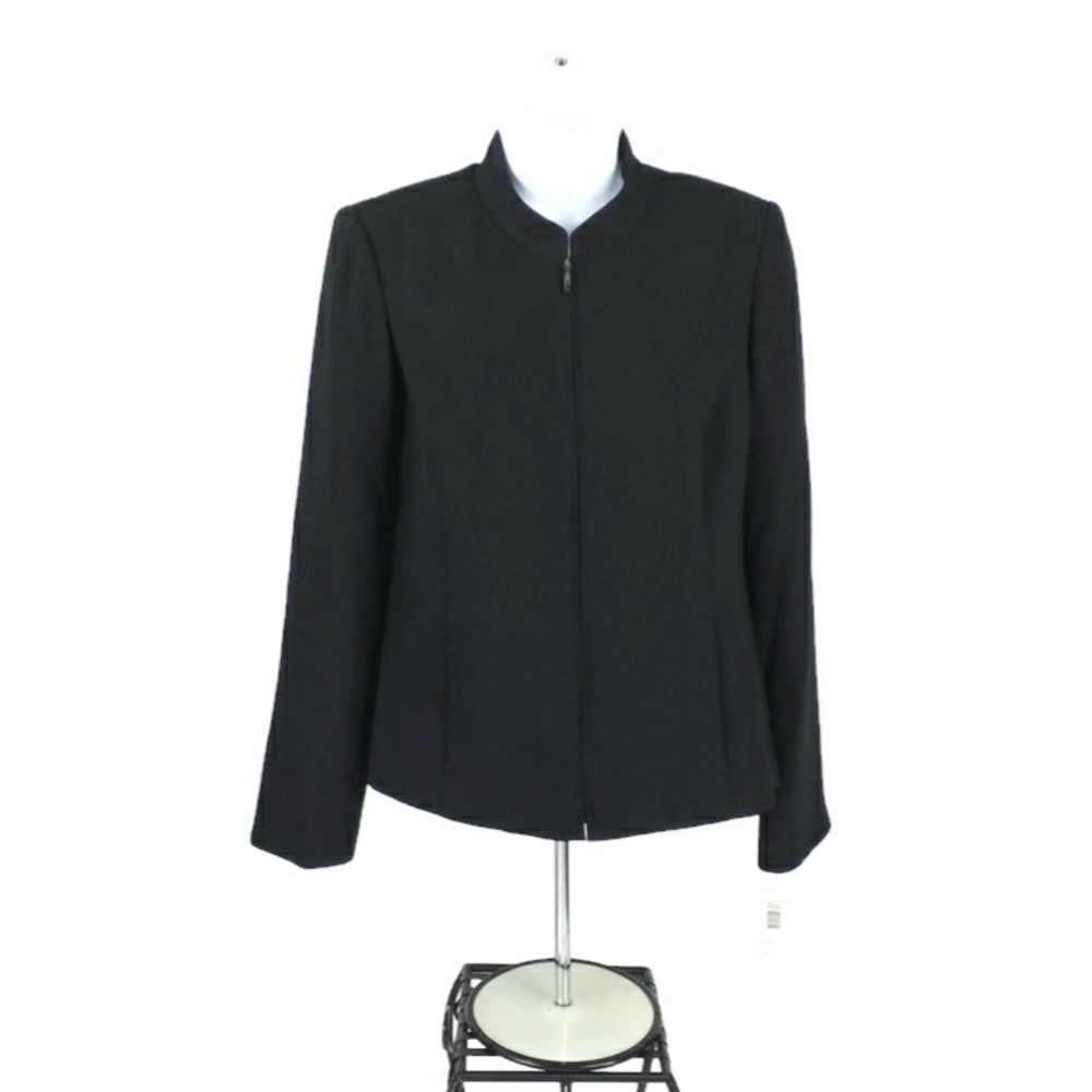 Pendleton Black Long Sleeve Mandarin Collar Zip Front Dress Jacket Womens 4 NWT